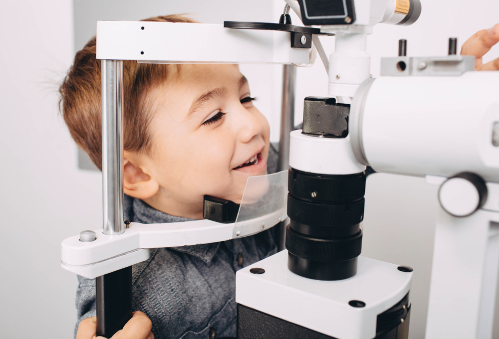 child getting vision tested.