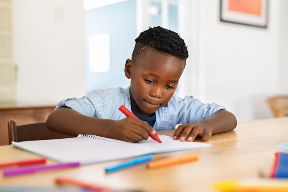 child doing homework.